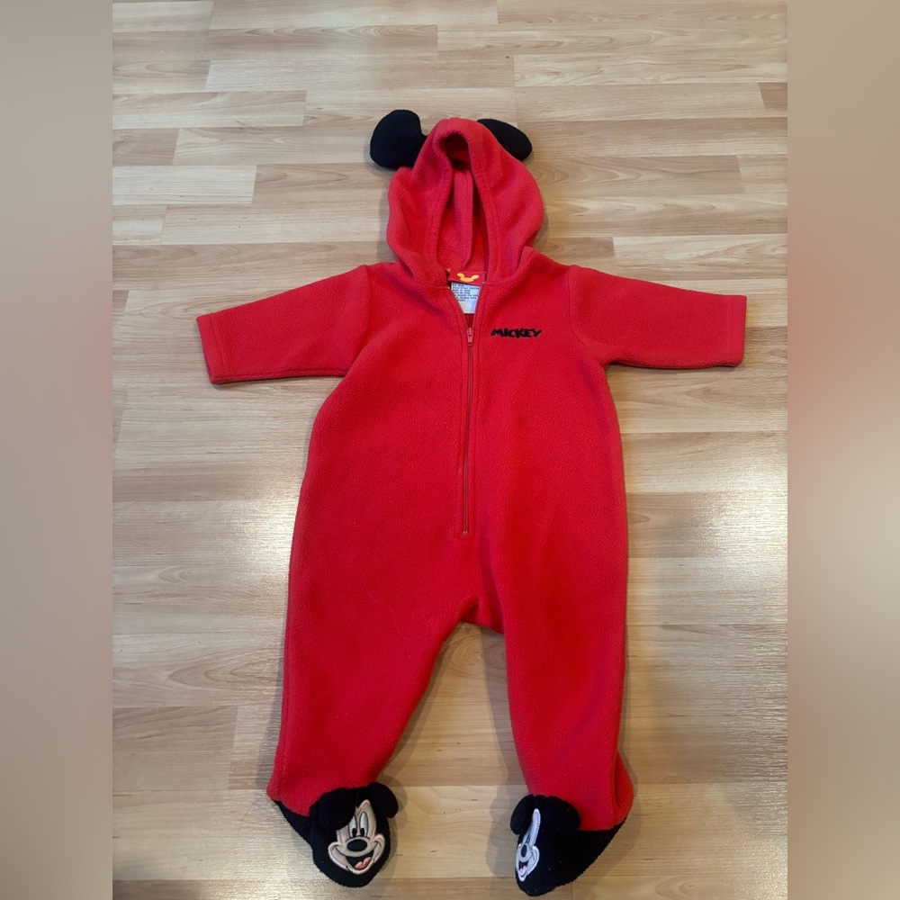 Vintage‎ Disney Mickey Mouse Red Kids One Piece